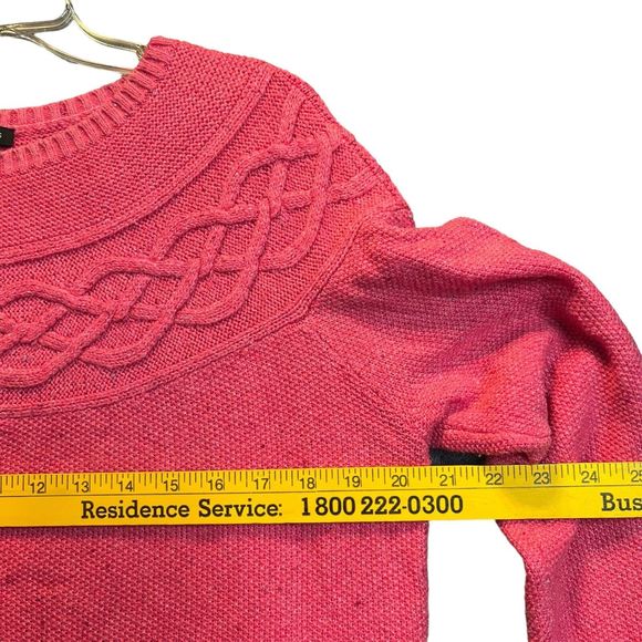 Talbots Pink Confetti Cable Knit Crewneck Sweater Womens L Large - Picture 7 of 8